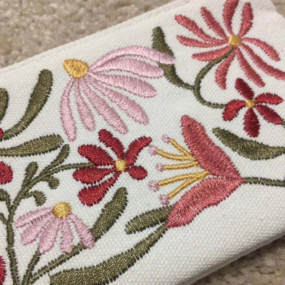 Embroidered Floral Pouch
